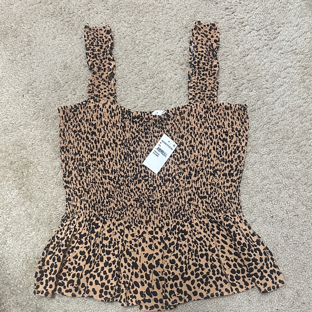 Elodie Nordstrom Animal Print Peplum top XL